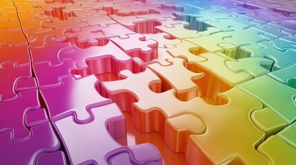 Colorful interlocking puzzle pieces creating a vibrant pattern with a rainbow gradient effect