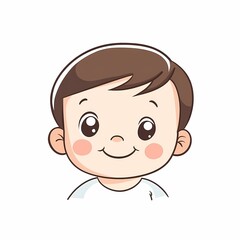 Simple design of a cute cartoon toddler with simple lines on a white background, captured in a minimalist high-definition style.

