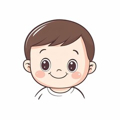 Simple design of a cute cartoon toddler with simple lines on a white background, captured in a minimalist high-definition style.


