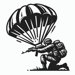 vector illustration of a sniper soldier and parachute