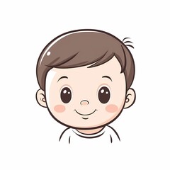Simple design of a cute cartoon toddler with simple lines on a white background, captured in a minimalist high-definition style.

