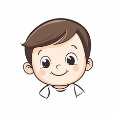Simple design of a cute cartoon toddler with simple lines on a white background, captured in a minimalist high-definition style.

