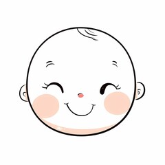 Simple design of a cute cartoon toddler with simple lines on a white background, captured in a minimalist high-definition style.


