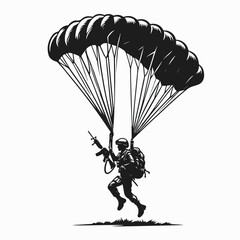 vector illustration of a sniper soldier and parachute