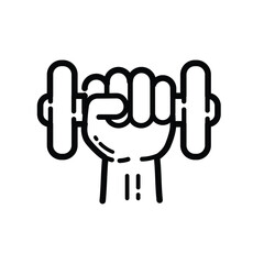 Dumbbell Workout Outline Icon Isolated On White Background