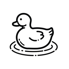 Duck Swimming Outline Icon Isolated On White Background