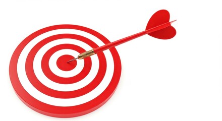 a red dart hitting the center of a circular target, symbolizing precision and success.