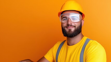 An Engineer On a Vibrant Orange Background