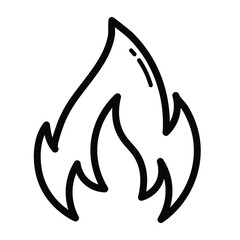 Campfire Flame Outline Icon Isolated On White Background