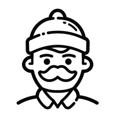 Bearded Man Outline Icon Isolated On White Background