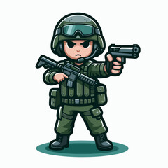 vector illustration of a sniper soldier