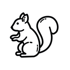 Cute Squirrel Nature Outline Icon Isolated On White Background