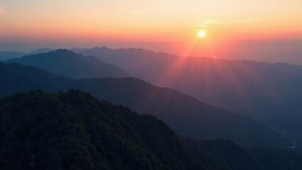 Obraz premium mountain peaks and the horizon in the distance top view from a quadcopter