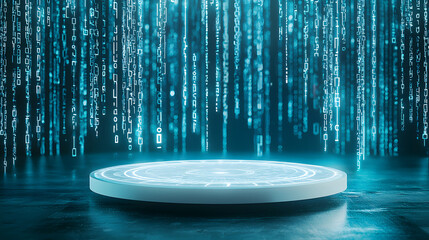 Futuristic data visualization event digital realm 3d graphics cyber environment aerial view tech concept