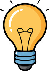 Bright Cartoon Light Bulb: Colorful Minimalist Vector Illustration with a Modern Aesthetic, Perfect for Digital Art, Ideas, Creativity, Innovation, Inspiration, and Unique Design Projects