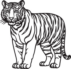 Naklejka premium white tiger vector illustration and Simple Design of Silhouette of Tiger standing Vector