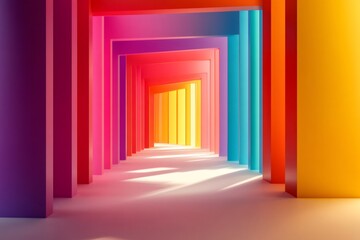 Fototapeta premium Colorful architectural corridor creating a vibrant gradient effect