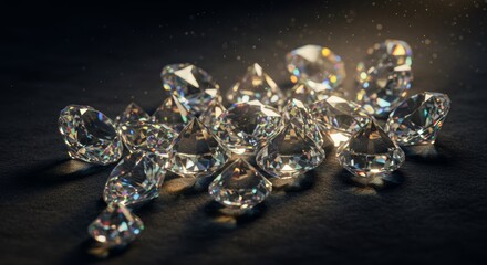 Fototapeta premium Exquisite Scattering: A Symphony of Sparkling Crystals on Deep Background