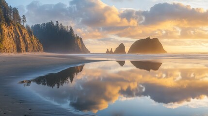 Glimmering Horizon: A Radiant Sunrise Paints the Ocean in Hues of Gold, Orange, and White, Kissing the Undulating Waves with Light