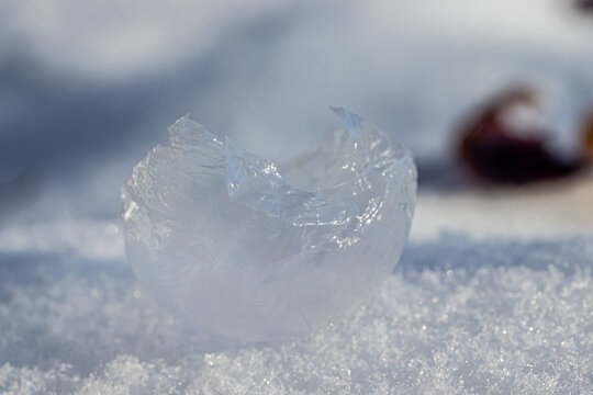 Macro Photo of a Frozen Soap Bubble that has popped. 
