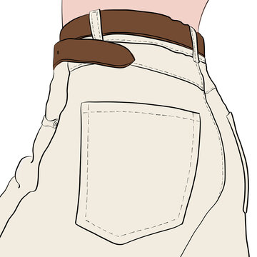 Close-Up of White Jeans and a Brown Belt