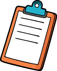 Colorful Cartoon Clipboard: Playful Minimalist Vector Illustration with a Modern Aesthetic, Perfect for Digital Art, Organization Concepts, Office, Work, and Creative Design Projects