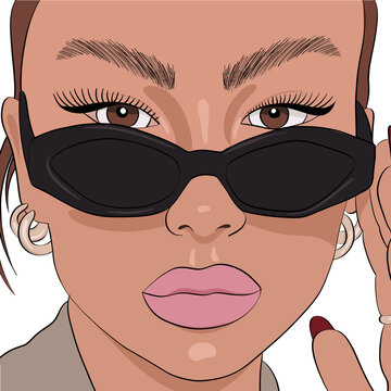  Woman Wearing Black Sunglasses and Gold Hoop Earrings