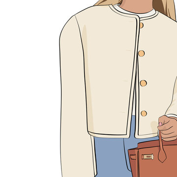 Elegant Woman in a Cream Blazer Holding a Bag