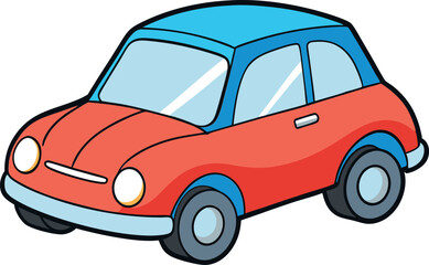 Colorful Cartoon Car: Playful Minimalist Vector Illustration with a Modern Aesthetic, Perfect for Digital Art, Transportation Concepts, Vehicles, Speed, and Creative Design Projects