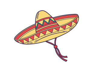 colorful mexican sombrero hat with intricate patterns and vibrant colors, perfect for cultural celebrations and festive occasions, isolated on white background