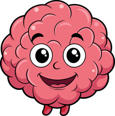 Colorful Cartoon Brain: Playful Minimalist Vector Illustration with a Modern Aesthetic, Perfect for Digital Art, Mind Concepts, Intelligence, Creativity, and Cognitive Design Projects