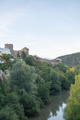 Panorama at sunrise in the morning in the city of Ponferrada in the Province of Leon on the Camino de Santiago route in 2024