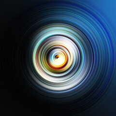 Colorful radial motion effect. Abstract rounded background. Color curves and sphere.