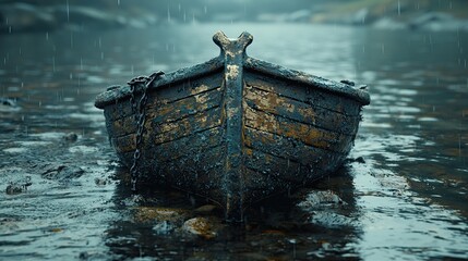 anchor with wooden sunken boat