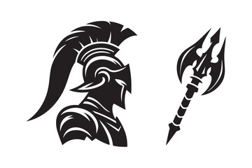 Armorhead with a sward silhouette vector illustration isolated on white background