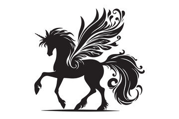  a Fairy Horse Silhouette illustration icon, isolated on white background