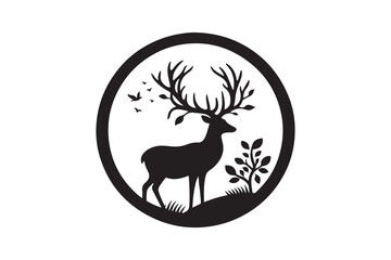 Deer silhouette vector Illustration on white background