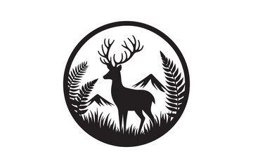 Deer silhouette vector Illustration on white background