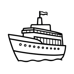 Obraz premium Trendy Ship Line Art Vector for Merchandise