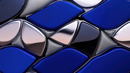 A blue and silver design with a lot of detail. The blue is the main color and the silver is the background