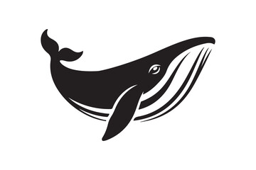 Silhouette icon of a Blue whale , isolated on white background