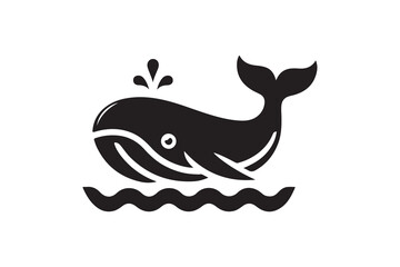Silhouette icon of a Blue whale , isolated on white background