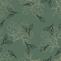 Elegant floral seamless pattern with hand drawn leaves and flowers vector illustration