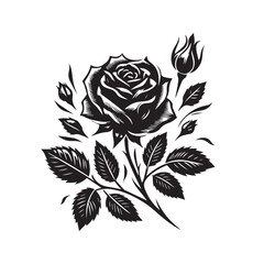 A rose silhouette vector art illustration isolated white background