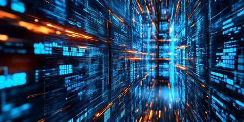 Illustration of a document management system (DMS) with file storage using binary data. technology to manage digital information between several users