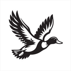 vector duck flying, sitting and howling