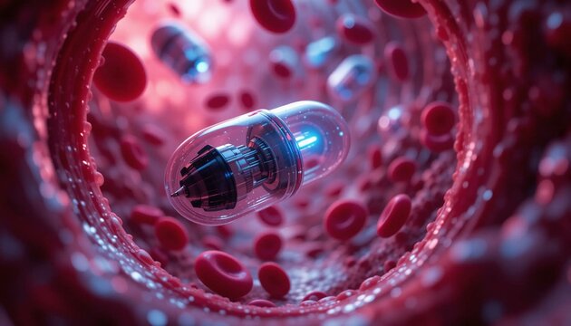 Nanobots in the human blood with blood cells