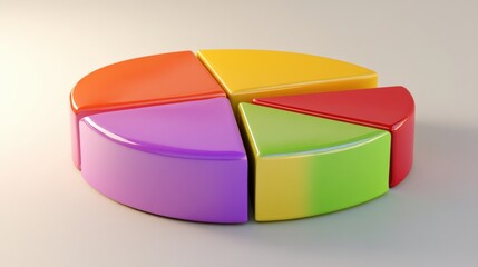 Fototapeta premium Colorful pie chart model showcasing vibrant segments on a neutral background