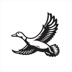 vector duck flying, sitting and howling