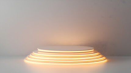 Obraz premium Modern minimalist display stand indoor studio product showcase contemporary setting eye-level perspective design elegance